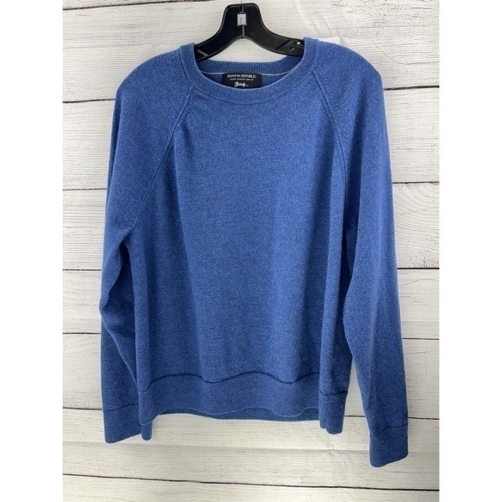 Banana Republic Sweater Blue X-Large Italian Merino Yarn By Baruffa Soft‎ Touch